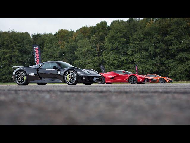 DRAG RACE LaFerrari v P1 v 918 Spyder | 0-186 mph [Part 3/3]