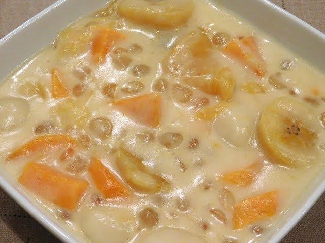 Ginataang Bilo Bilo with Sago (Glutinous Rice Balls with Tapioca Pearls)