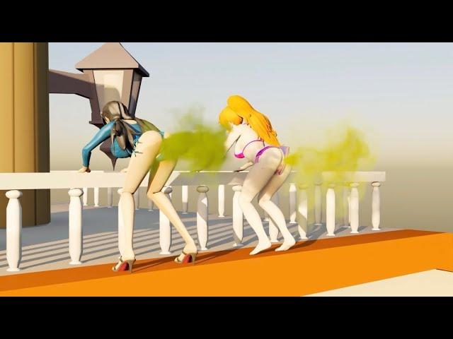 【blender】Nami and Robin have intestinal problems(fart&burp animation)