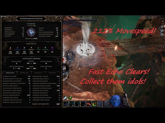 212% Move speed Shaman Speed Runner For Echo Clears 0.8c Last Epoch