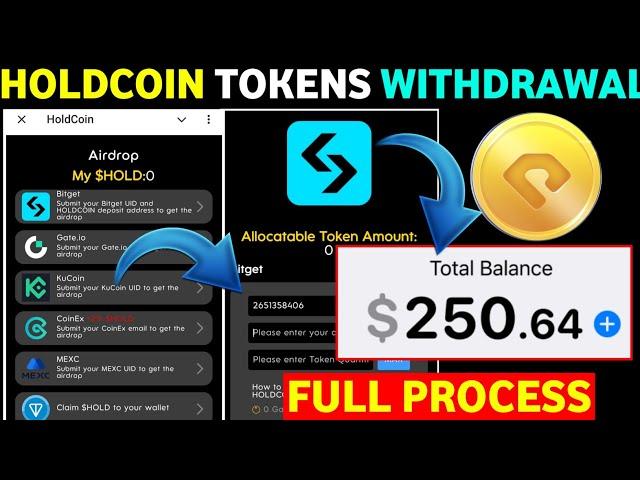 Holdcoin Airdrop Withdrawal In Bitget, Kucoin, Gate io, Mexc | Holdcoin Withdrawal Process |Holdcoin