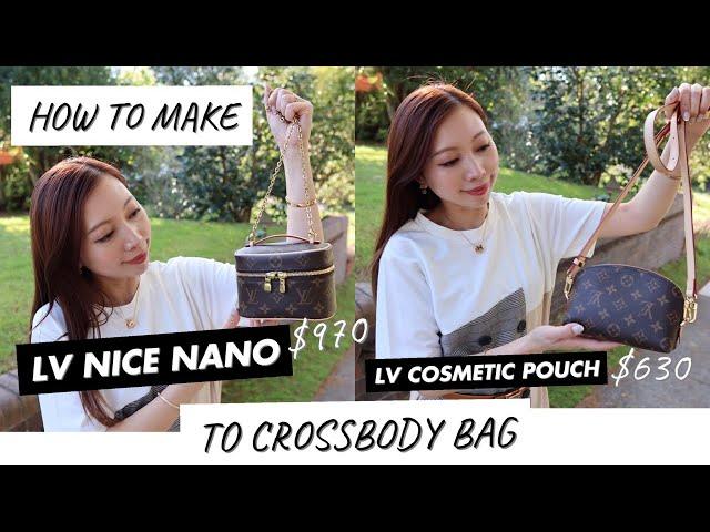 HOW TO MAKE transform my LV Cosmetic Pouch PM ($6xx) & NICE NANO ($9xx) to a cross body bag ! HACK