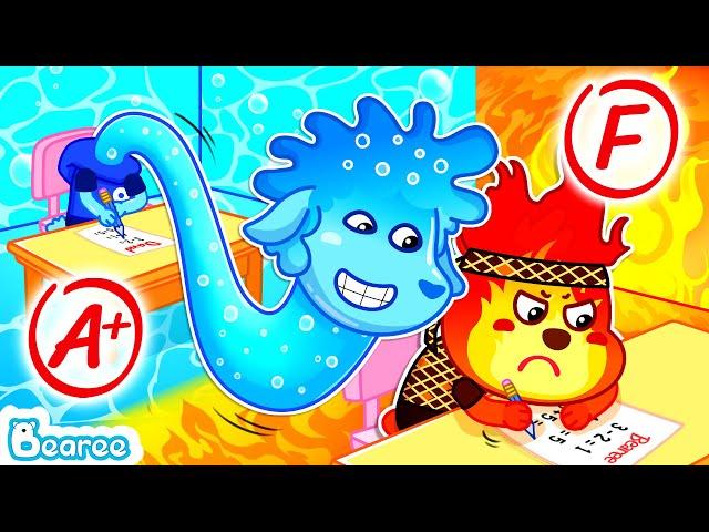 Stop! Water David Peeks at Fire Bearee's Test | Educational Cartoons for Kids | Bearee Kids Show