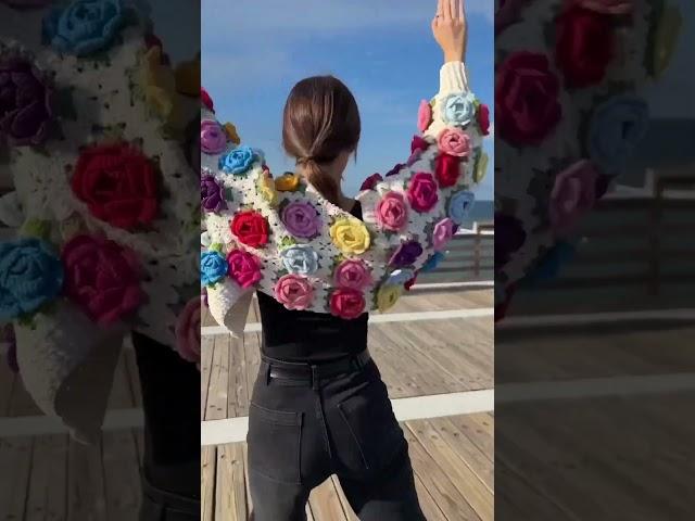Crochet Rose Garden Jacket book is on Amazon #crochet #grannysquare #crochetcardigan