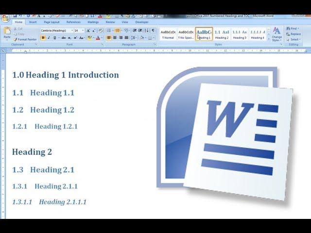 Numbered Headings and Automated Table of Contents - Office Word 2007