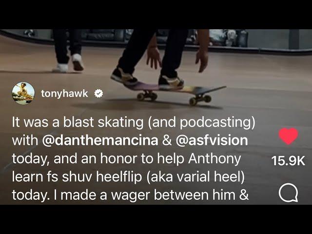 ‍Tony Hawk teaches blind skater a varial heelflip