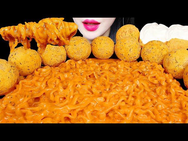 ASMR CHEESY CARBO FIRE NOODLE, CHICKEN, CHEESE BALL EATING SOUNDS MUKBANG