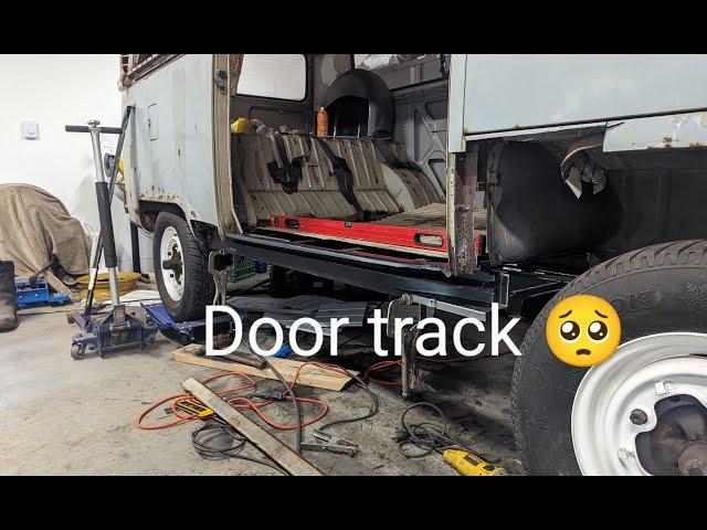 1969 VW bus. Door track installation with jacking points. Part 2