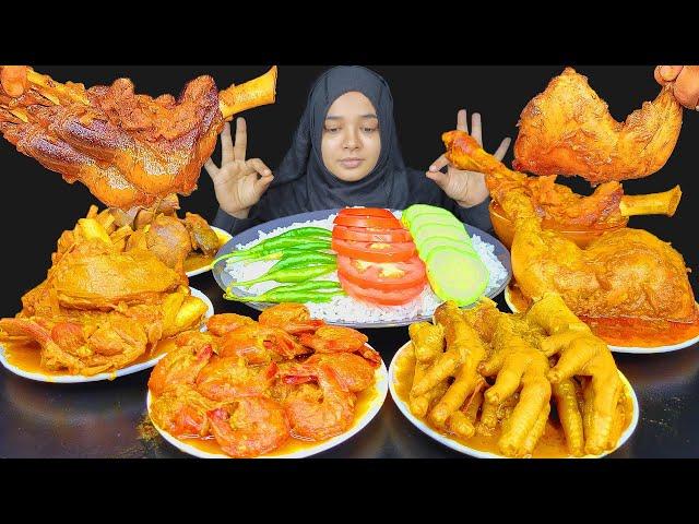 REAL MUKBANG HUGE MUTTON CURRY, CHICKEN MASALA, PRAWONS FISH CURRY, CHICKEN LIVER+GIZZAR+FEET CURRY