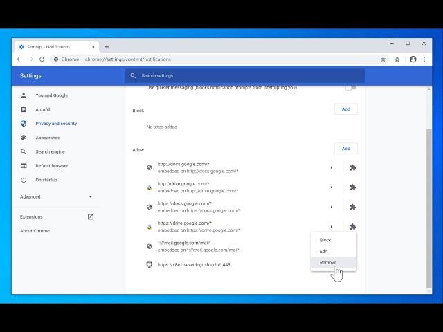 Remove push notifications from Google Chrome