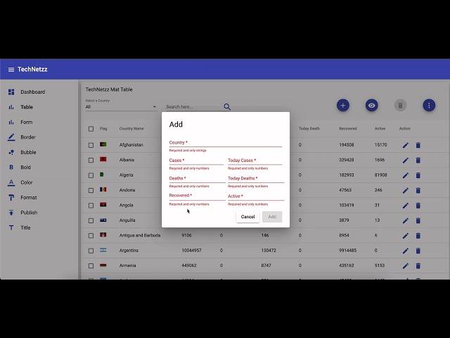 How to create a responsive Angular material table