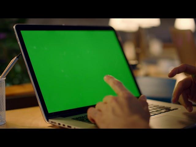 Close Up Laptop Green Screen Chroma Key