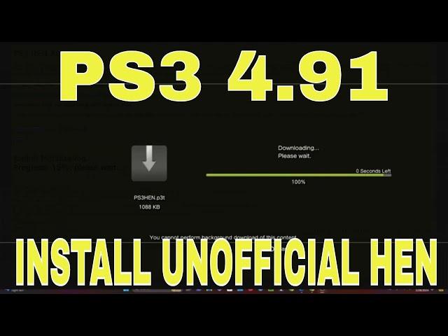 INSTALL UNOFFICIAL HEN ON PS3 4.91 Hybrid Jailbreak WORKING 100%