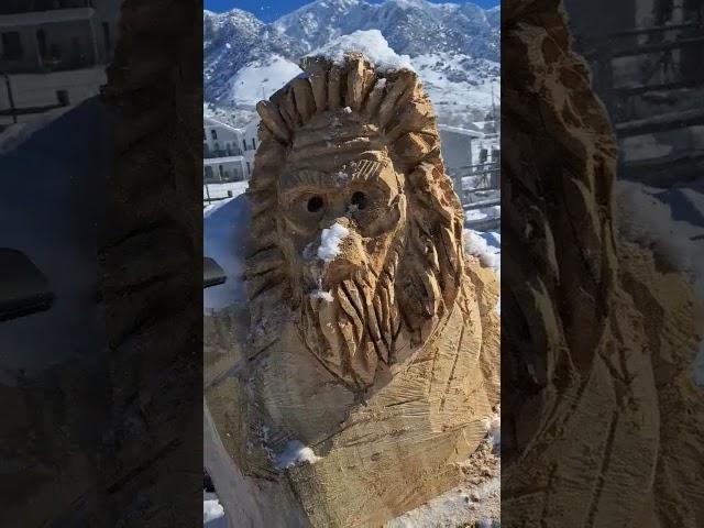 Mr. Sasquatch! #chainsawart #chainsawcarving #trchainsawcarvings #sasquatch #yeti #bigfoot