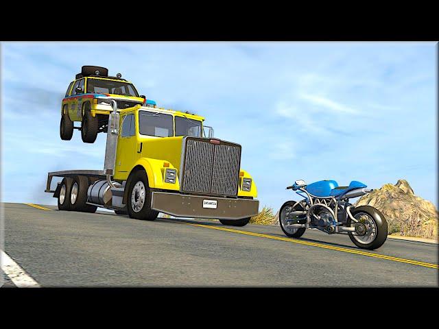 Beamng Drive Insane Trucking crashes #8 Vs Bike