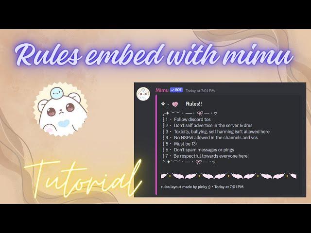 Rules embed with mimu bot | discord tutorial | pinky