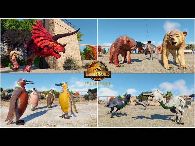 ALL 64 NEW DINOSAUR SPECIES, REPTILES and PREHISTORIC ANIMALS INTRO in SAN MARIE BAY | JWE2 MODS