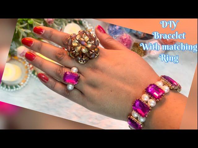 Diy pink bracelet & matching ring #diy #bracelet #ring