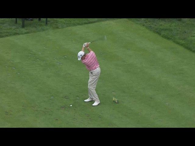 Woody Austin hits tee shot tight at Nature Valley First Tee Open