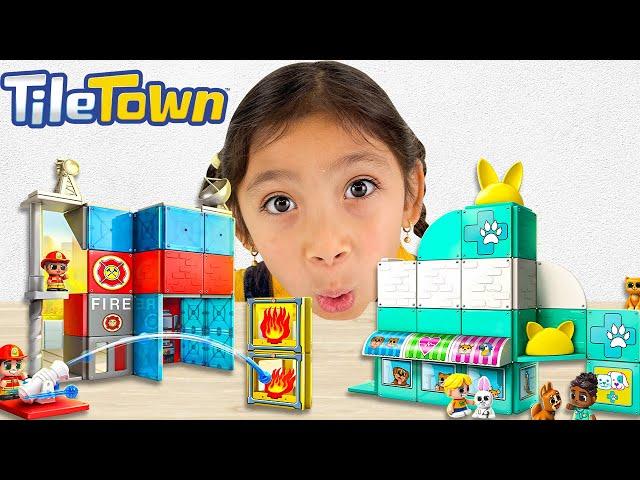 Build Play & Save the Day with Maddie & Ben Tile Town Adventure!