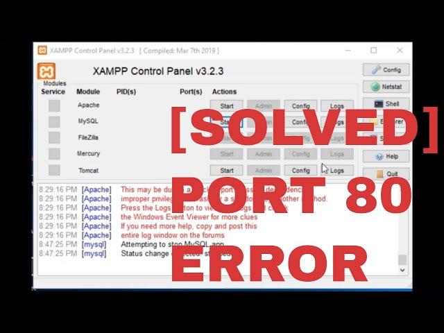 Solve Port 80 error in XAMPP server || Error : Apache shutdown unexpectedly