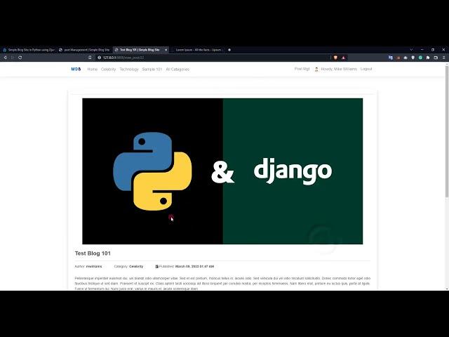 Simple Blog Site in Python using Django DEMO