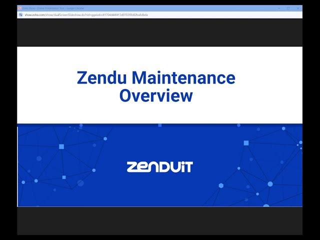 Zendu Maintenance Solution Overview