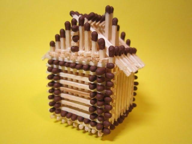 How to Make Crafts House of matches / DIY match cube - house