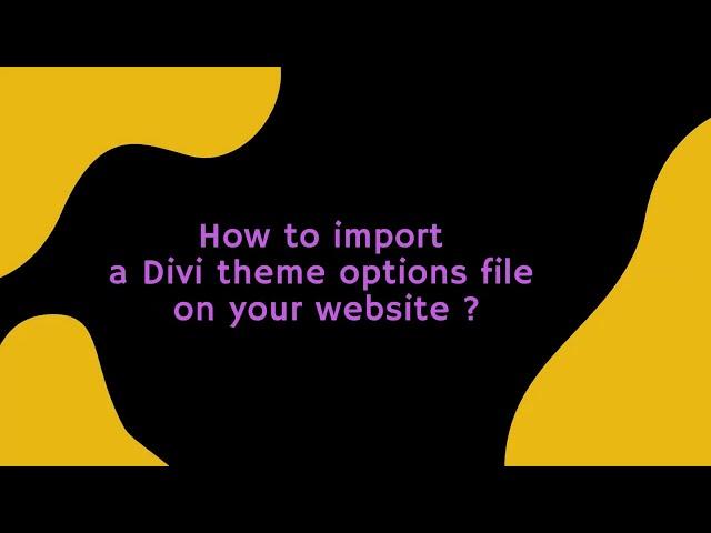 How to import a divi theme options file in your website ?