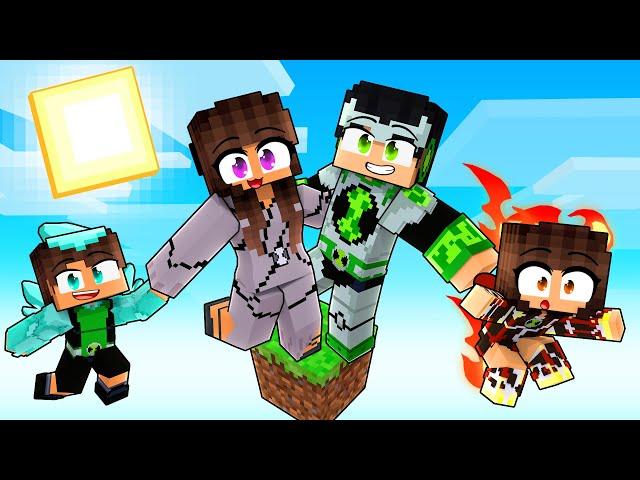 JOGANDO com uma FAMILIA BEN 10 em APENAS UM BLOCO no Minecraft