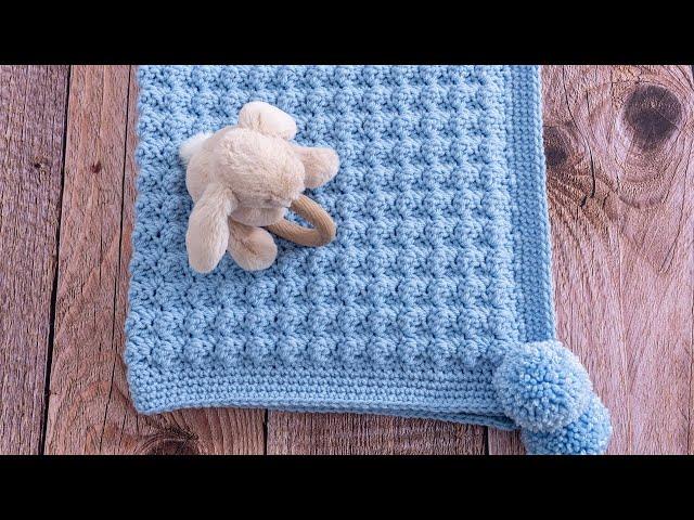 How to Crochet a Baby Blanket for Beginners (Super EASY & QUICK. Only 1 row to repeat)