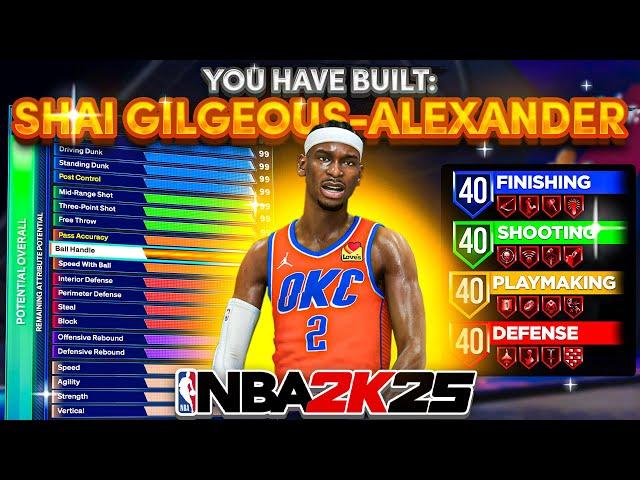 NBA 2K25 SHAI GILGEOUS-ALEXANDER BUILD - 95 DRIVING LAYUP, 91 MID-RANGE, 86 BALL HANDLE, & MORE