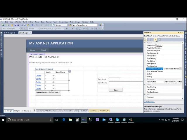 How to delete row in Gridview using C#