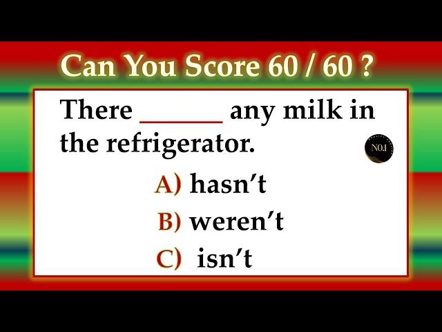 60 Mixed Eng Tenses Test | Verbs in English Grammar | English Practice Quiz | No.1 Quality English