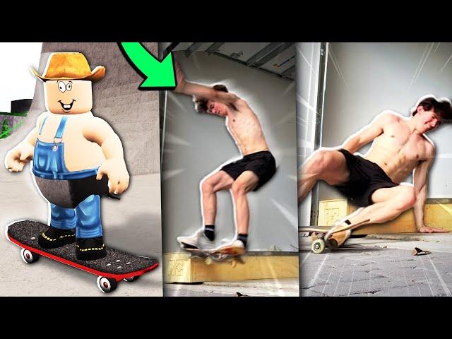 Roblox skateboarding vs me irl skating...