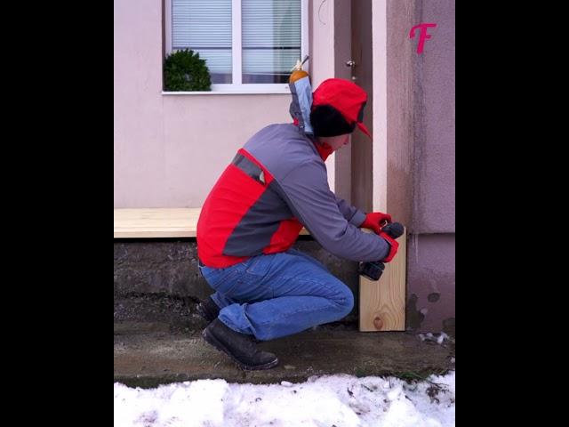 A delivery man builds a safe porch for an elderly lady #shorts