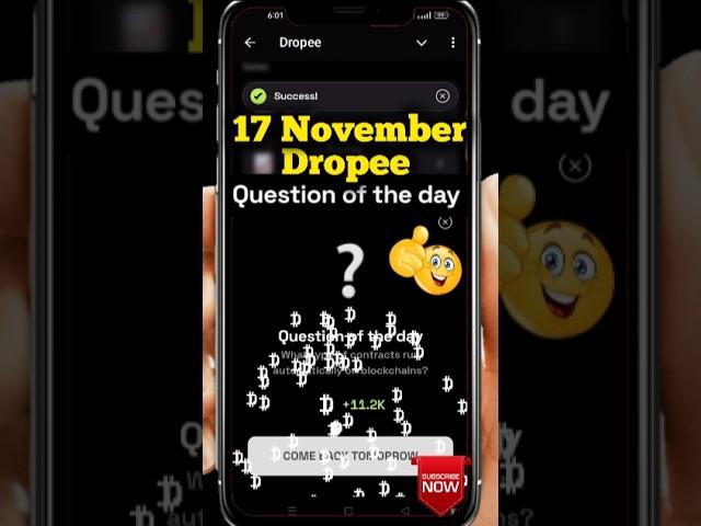 Dropee question of the day code 17 November | Dropped question of the day code | Dropee Code