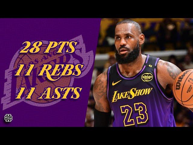 LeBron James 28 pts 11 rebs 11 asts vs Pistons 24/25 season