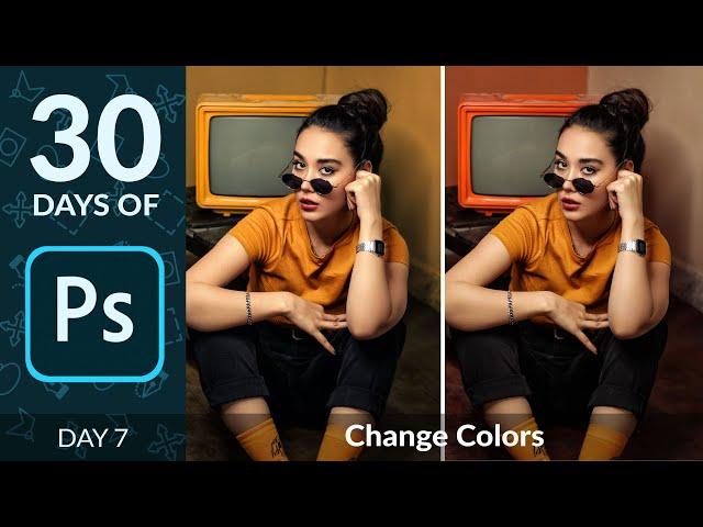 How to Change Any Color with Hue/Saturation in Photoshop | Day 7