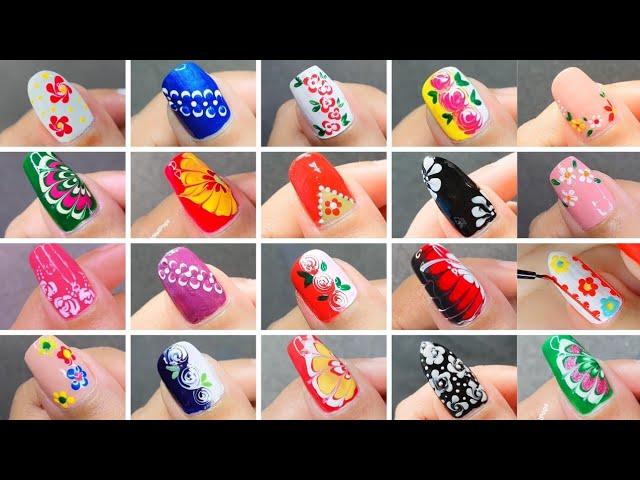 20+ Flower design Nail Art ideas using Household items || Nail Art hacks #nailart #naildesign