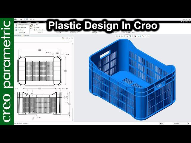 Plastic crate | Plastic design in Creo Parametric