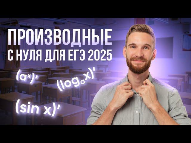 ПРОИЗВОДНЫЕ С НУЛЯ ДЛЯ ЕГЭ 2025 | ВСЯ ТЕОРИЯ И РЕШЕНИЕ ПРОТОТИПОВ ФИПИ | 99 БАЛЛОВ