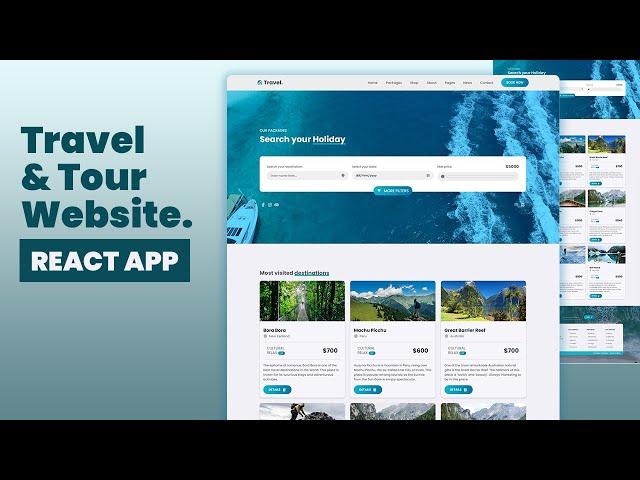  Create Travel and Tour Website Using ReactJS | React Project 2024 #reactjs