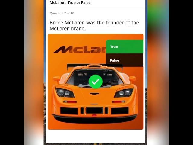 Mclaren True or False.in hich quiz app answers help tech view @helptechquizze #bestearngapp #earin