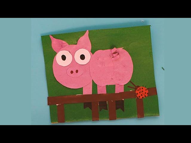 Simple children's DIY crafts, paper pig applique to kindergarten and school