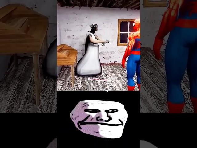 granny Hulk vs spider man  in granny house troll face edit #greenscreen #trollface