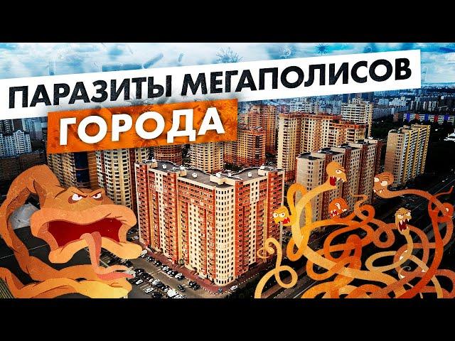 Как к мегаполисам присасываются города - паразиты. Россия.