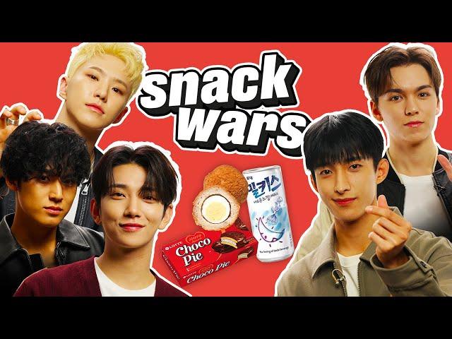 K-Pop Stars SEVENTEEN Try British Snacks For The First Time | Snack Wars