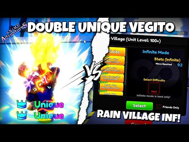 HOW STRONG IS VEGITO DOUBLE UNIQUE? VEGITO VS RAIN VILLAGE INFINITE! ANIME ADVENTURES!