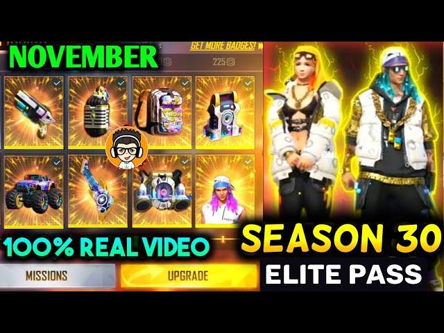 FREE FIRE ELITE PASS SEASON 30 FULL REVIEW || NOVEMBER MONTH ELITE PASS - GARENA FREE FIRE